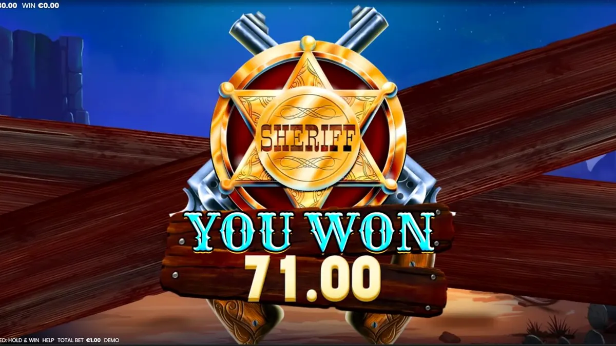Cena do jogo Most Wanted: Hold & Win com elementos temáticos de Velho Oeste